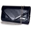 Emila Pochette vernice blu lucida da donna cerimonia clutch borsa piccola borsetta