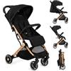 MoMi ESTELLE Passeggino Leggero per bambini da 6 mesi fino a 15 kg - pieghevole da viaggio, cinture a 5 punti, schienale reclinabile, cappottina estensibile, ruote EVA, posizione verticale da chiuso
