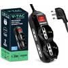 V-TAC Multipresa Elettrica Nera 6 POSTI con Interruttore Luminoso - Cavo 1,5 mt - 3 Prese Laterali 10/16A Bipasso e 3 Frontali 10/16A Bipasso Shuko - Ciabatta per Casa, Ufficio - Spina 16A - Ciabatta