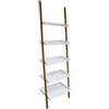 MSV scaffale Stile Scala scaffale 5 Livelli in bambù e MDF Bianco