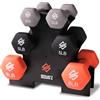 Squatz Set Manubri Palestra 3 Paia 1,36 kg - 2,27 kg - 3,63 kg con Rivestimento Neoprene Antiscivolo, Manici Sagomati e Supporto Compatto, Ideale per Pesi Palestra e Allenamento Casa