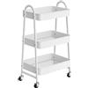 Stowbin Carrello Multiuso in Metallo 3 Livelli con Ruote Bianco | 3 ripiani in metallo,