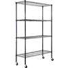 VEVOR Scaffale portaoggetti con Ruote, 4 Ripiani Regolabili, Capacità 700 Libbre, Scaffali da Garage per Carichi Pesanti Scaffale Metallico Organizzatore in Metallo, Nero, 47,2x17,7x74