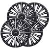 Simoni Racing AUS/15, Set 4 Copricerchi universali Austin Silver Black da 15 pollici, Copriruota auto Grigio e Nero