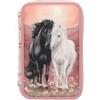 Depesche 13968 Miss Melody Blossom Pony - Astuccio a 3 Scomparti in Rosa, con Motivo di Cavalli e Cavallino, Astuccio con matite Colorate, Forbici, Righello e Molto Altro.
