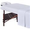 Master Massage Equipment Master Massage - Set di 3 rivestimenti in flanella, per lettino da massaggio, in cotone, colore: Bianco