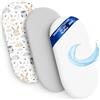Totsy Baby Lenzuola con angoli per passeggino Set di 3: 35x75 cm - 2 lenzuola + 1 coprimaterasso impermeabile - Accessori per lettino per culla co-sleeping carrozzina 35 x 73