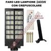 JT CLEAR JORTAN ROYAL AERBES FARO LED LAMPIONE STRADALE 2400W SOLARE SENSORE CREPUSCOLARE TELECOMANDO + PALO