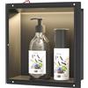 Nicchia Doccia a Parete in Acciaio Inox, Nicchia Impermeabile Con Luce LED, Docc