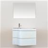 EUROCERAMICA Mobile bagno sospeso 80 cm due cassetti con lavabo specchio color rovere chiaro
