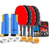 N1Fit Set da ping pong - 4 racchette professionali, rete retrattile, 6 palline di maiale, custodia per il trasporto, gioco da tavolo per interni ed esterni