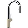 BLANCO Miscelatore monocomando carena S Vario ad alta pressione di acqua di rubinetto per la cucina, Silgranit Look Doccetta con tubo regolabile Champagne/cromato