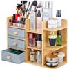 Wintem - Organizer Scrivania in Bambù Salvaspazio con Cassetti e Ripiani Regolabili Impermeabili, Organizzatore Scrivania Multiuso per Ufficio e Bagno, con Struttura Compatta e Design Moderno