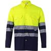 Velilla 144; Camicia Bicolore a Maniche Lunghe; Couleur Blu Marine et Giallo Fluo; Taille L
