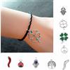 Bracciale Portafortuna con Ciondolo corno cornetto rosso quadrifoglio donna uomo