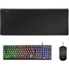 Mars Gaming MCPXBES, Lingua Spagnola, Combo H-Mech FRGB Tastiera, Ultralight Mouse 10000DPI & XXL Mousepad, Nero