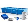 INTEX Piscina da giardino con struttura 450 x 220 x 84 cm, modello 4 in 1 INTEX 28273