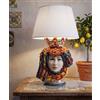Caltagirone Sofia Grande Lampada da Tavolo Ceramica Siciliana Testa di Moro di Caltagirone