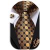 Dubulle Set di cravatte da uomo a righe con motivo cachemire e tasche quadrate per uomini e matrimoni, Nero Oro Brillante, Medium