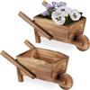 Does not apply Carriola Porta Fiori, Set Doppio, Legno Effetto Bruciato, Decorazione Giardino V