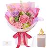 Rosa Stabilizzata Vera Con Vaso, Mazzo Di Fiori Stabilizzati Rosa E Viola, Rosa