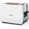 Bosch Tostapane Styline TAT8611N, inserto per panini integrato, funzione sollevamento, scongelamento, spegnimento automatico, centraggio del pane, 800 W, acciaio inox/bianco