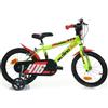 Dino Bikes Bici 16 mtb 416 giallo fluo per bambino con rotelle e scudo Dino Bikes