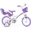 Dino Bikes BICI 12 UNICORN ROSA E BIANCO PER BAMBINA DA 3 ANNI ED ALTEZZA DA 80 A 100 CM