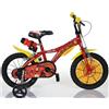 Dino Bikes Bici 14 The Flash Gordon rossa e gialla scudo rotelle borraccia per bambino D...