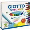 GIOTTO Turbo Maxi - Astuccio Da 24 Pennarelli A Punta Larga, 5 mm, Super Lavabili