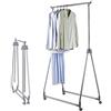 BAKAJI Stand Appendiabiti Singolo Pieghevole Regolabile in Acciaio e Plastica Dura, Aste Telescopiche, con 4 Ruote, Esposizione Negozio, Appendi Abiti Professionale Richiudibile (Grigio)