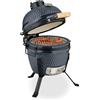 Relaxdays Barbecue a Carbonella Stile Kamado, Griglia Ø 26 cm in Ceramica, BBQ Carbone da Esterno Termometro 450°C
