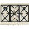 Smeg Piano Cottura 5 Fuochi a Gas 70 cm 1 Tripla Corona colore Panna SRV876POGH