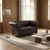 DecHome Divano Chesterfield 2 Posti Stile Vintage Ecopelle 160x84x80 cm Marrone