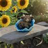 Statua Resina Mucca con Girasole Design Creativo per Giardino, Ingresso