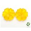 SBI Gems 25x25 MM Naturale Giallo Calcedonio Fatto a Mano Intagliato Paio 30.70 Cts Loose