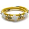 Rock Lily Collection Collezione Rock Lily Bracciale In Pelle A Doppio Giro Con Agata Bianca Nuovo