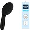 GROHE Vitalio Start 110 - Doccetta (Soffione Tondo 11 cm 3 Spray: Rain, Jet e Massaggio, Sistema Anti-Calcare, Anello in Silicone, Sistema di Montaggio Universale), Nero Opaco