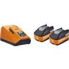 FEIN Starter Set con 2 batterie HighPower agli ioni di litio con caricabatteria rapido ALG 80, Elevata corrente di carica di 8 ampere, Tensione 18 V, Capacità 5.2 Ah
