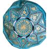 Pouf Ottoman In Pelle Marocchina Fair Trade Blu, Forma Rond 30cm