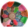 Terrapin Trading Ltd Pouf In Posa In Pelle Marocchina Multicolore Grande 40cm Commercio Equo
