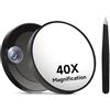 GEXINKEJI 40X Specchio d'ingrandimento Piccolo Specchio Ingranditore con Ventosa e Pinzett