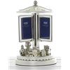 Shudehill Giftware Cornice portafoto girevole a forma di orsetto, in argento, con musicale, idea regalo per battesimo, 26,8 x 19 cm