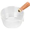 Ejoyous Casseruola, Lattiera in Vetro con Manico in Legno, Pentolino, Pastaiola con Becc