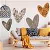 Ambiance Sticker Carta da Parati in Tessuto non Tessuto Affreschi Giganti Preincollati - Cuori Etnici - Adesivo Decorativo | H90 x L90 cm