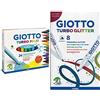Giotto Turbo Maxi Est. 24 Uds. & Turbo Glitter Astuccio Da 8 Pennarelli Con Inchiostro Glitterato, Modelli/Colori Assortiti, 1 Pezzo