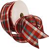 Morex Ribbon 7380.60/50 - 042 Color Chic Plaid French Wired Ribbon, 2 - 1/5,1 cm da 45,7 m, Colore: Rosso, Bianco e Aqua