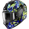 Shark, Casco Moto Integrale RIDILL 2 RAGING BEAST Black Blue Green KBG, L