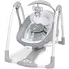Ingenuity, Altalena Compatta Swell, 5 Velocità di Dondolio, Melodie e Vibrazioni calmanti, Pieghevole e leggera da trasportare, Cavo USB, Grigio, utilizzabile dalla nascita fino a 9 kg