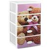 Great Plastic, cassettiera componibile con 4 cassetti, parte frontale trasparente con decorazione per bambini, colore: rosa/bianco, set di 21 pz.